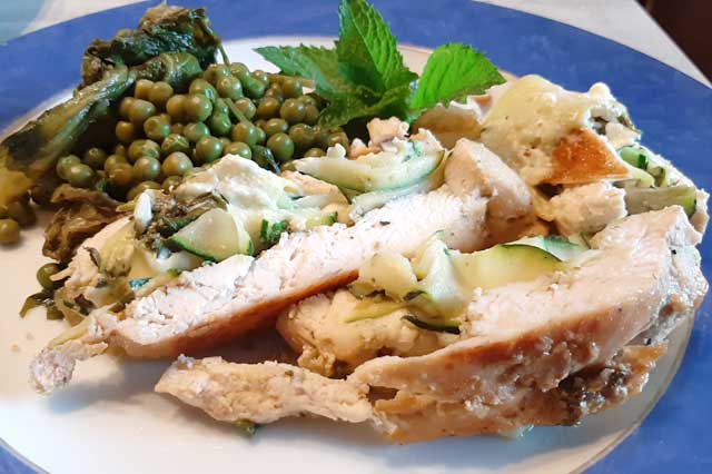 Recette sans gluten chausson de poulet/légumes à la menthe